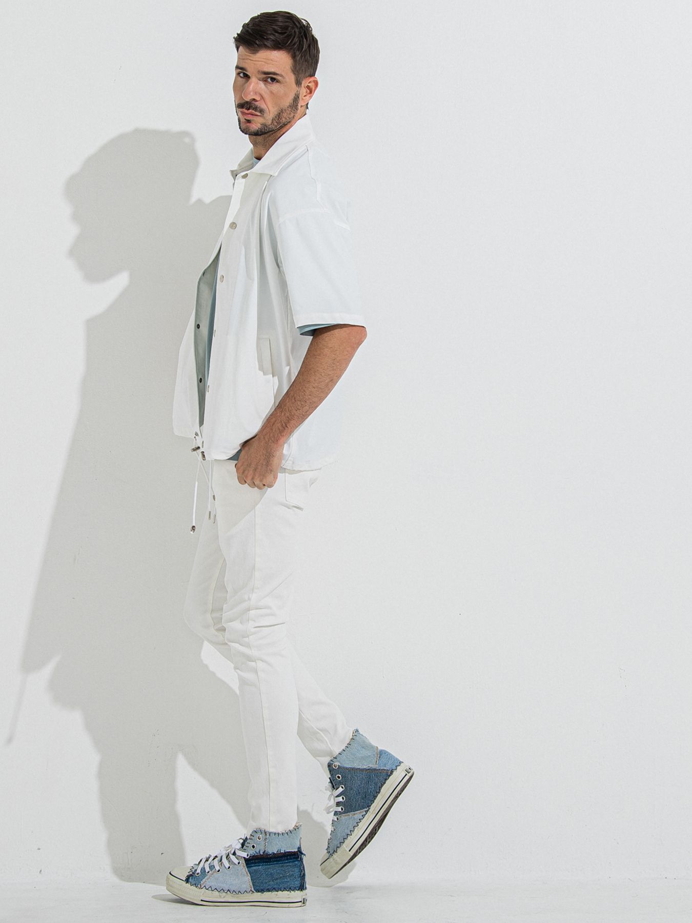 DENIM JERSEY CHRIS EASY TUCK PT / デニムジャージクリスイージータックパンツ / ホワイト