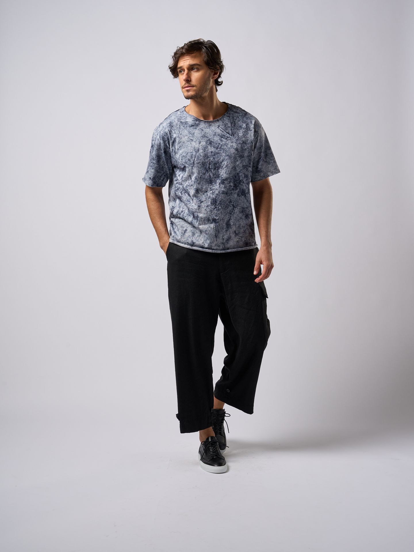 【予約品9月16日 10時締め】 side pocket easy cropped  / イージーパンツ / ブラック