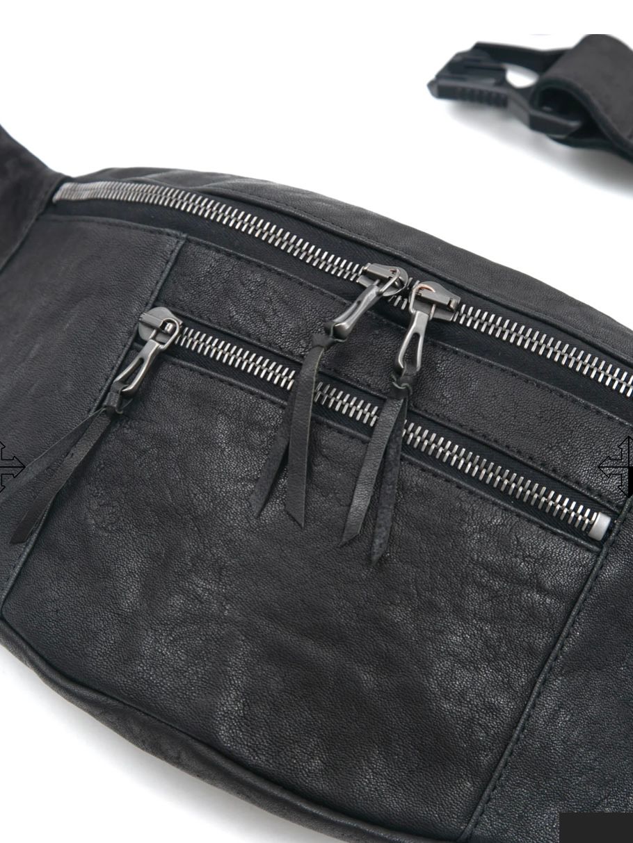 Pit Vegetable Full Tanned Shrinked Horsehide Body Bag / フルタンニン ピット鞣し シュリンク ホース ハイド ボディー バッグ / HIGH THROTTLE / ブラック