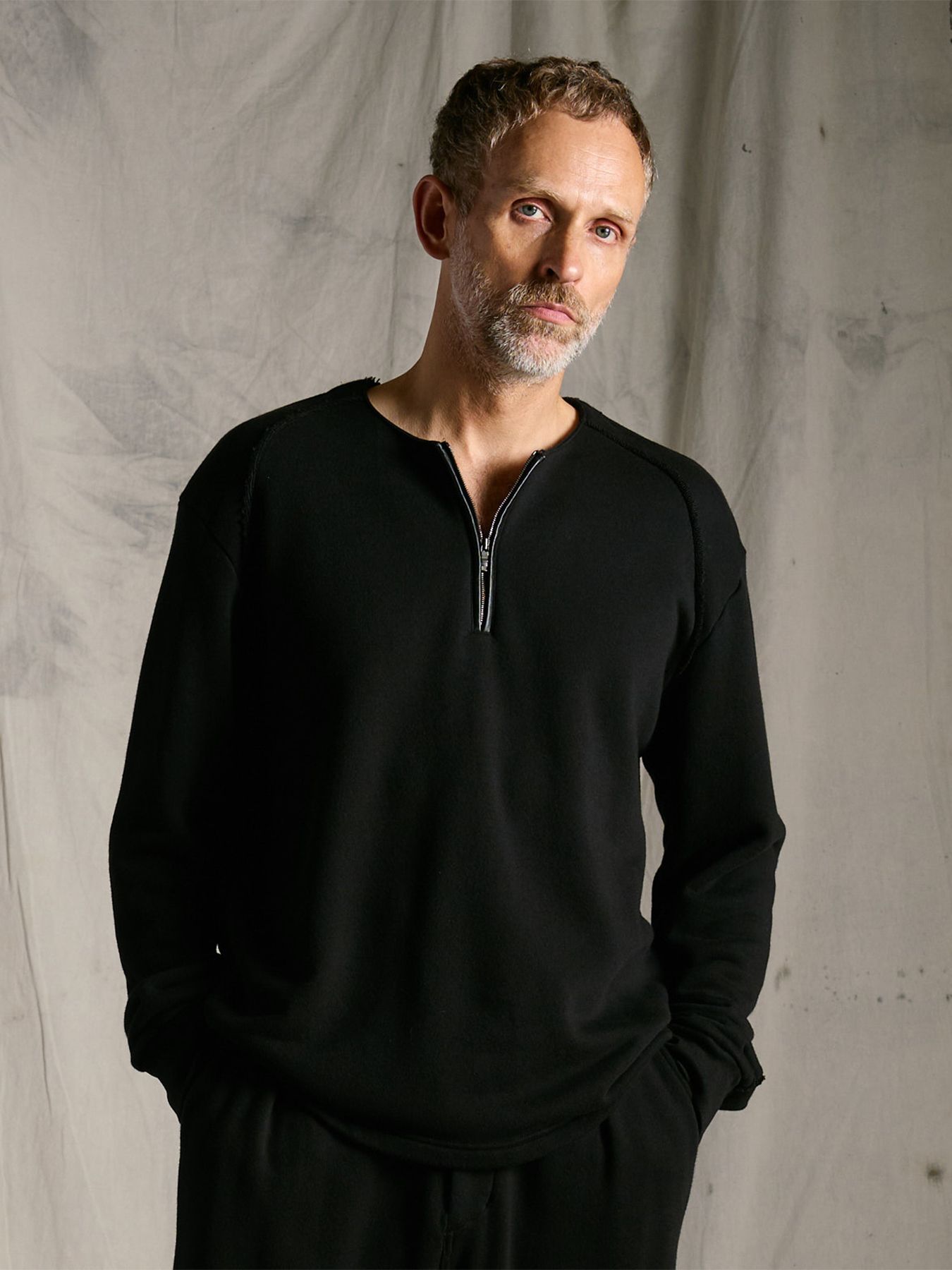 【予約品】soft luxe urake half-zip sweatshirt / プレミアム裏毛 ハーフジップスウェット / ブラック