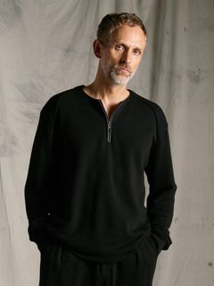 【予約品】soft luxe urake half-zip sweatshirt / プレミアム裏毛 ハーフジップスウェット / ブラック