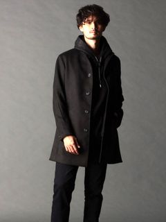 ベストライナー付き スタンドコート撥水性 ブラック【NICOLE CLUB FOR MEN】
