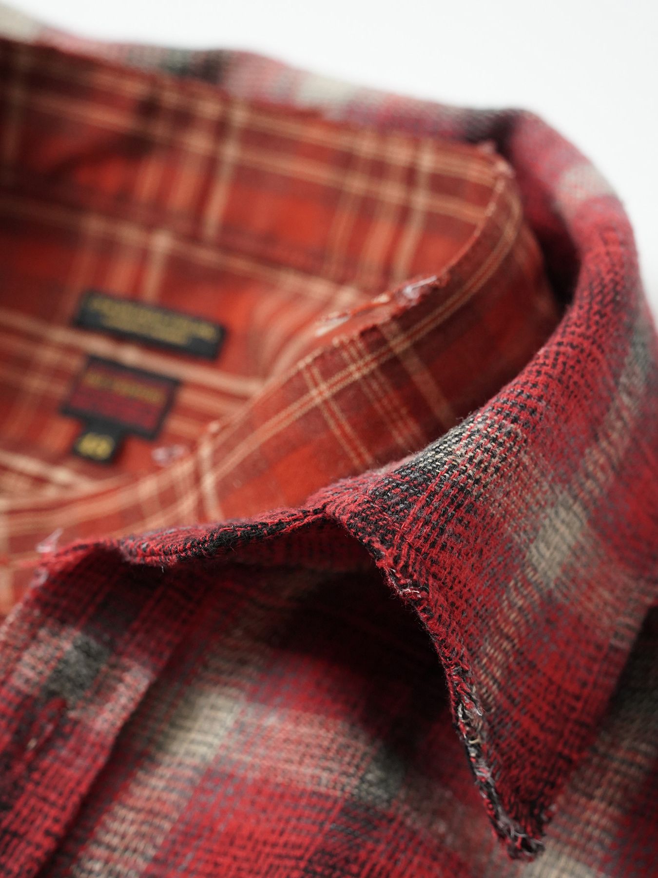 【予約品 5月27日(水) 締切】DOUBLE-SHIRTS damage / ダメージ加工 レイヤードシャツ / レッド系