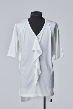 《予約》 Viscose Organic Frill V Dolman T-Shirt / ホワイト 【THE ONENESS】 11月以降入荷予定