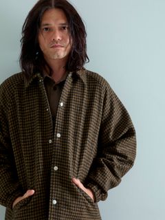【予約品 】Houndcoach / ウール コーチジャケット / ベージュ×ブラック千鳥