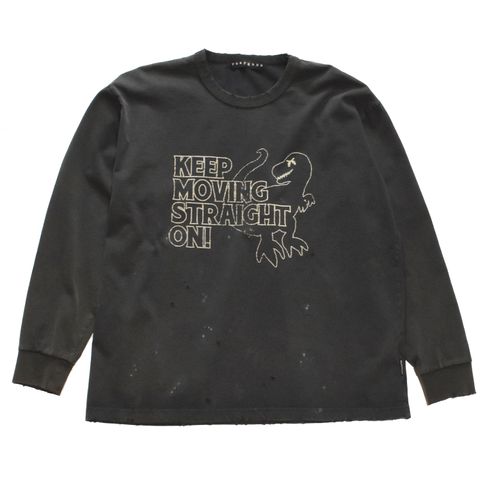 《予約品3月27日 23時55分締め》 DINOSAUR L/S  / ロングTシャツ / グレー 【roarguns 】8月中入荷予定
