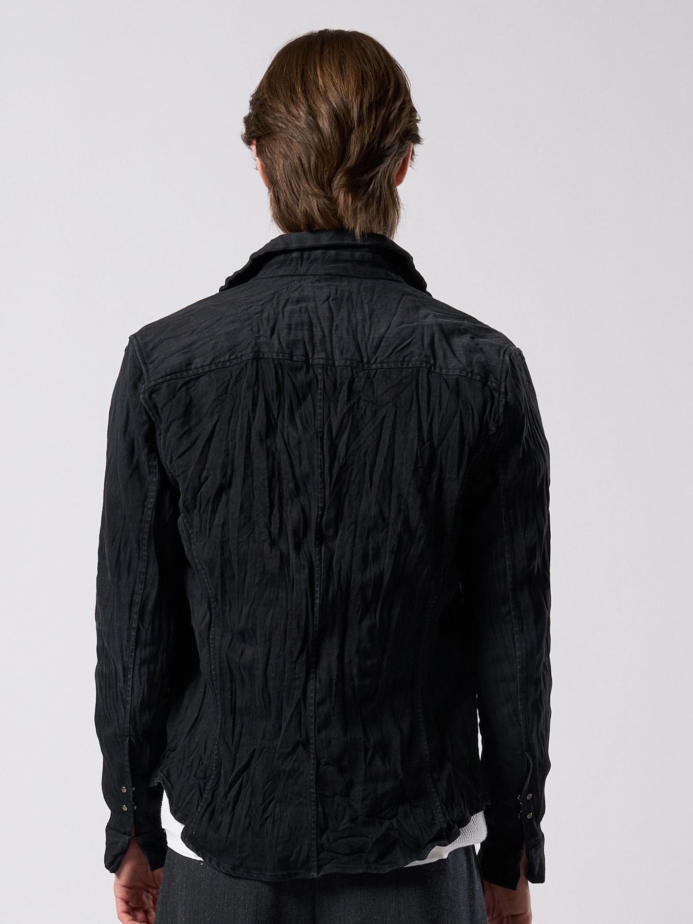 【予約品 4月19日(日) 18時締切】2-hook denim shirt / 2フック デニムシャツ / ブラックユーズド