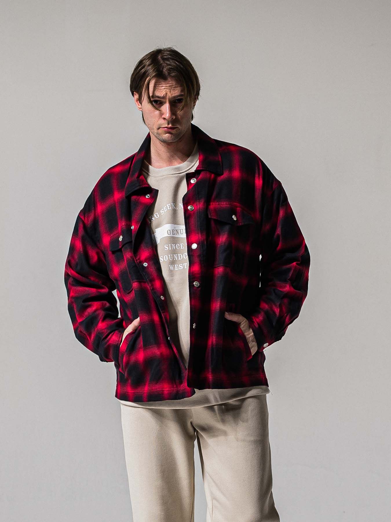 【予約品 11月16日(日) 締切】50s CHECK JK / オンブレチェック シャツジャケット / レッド