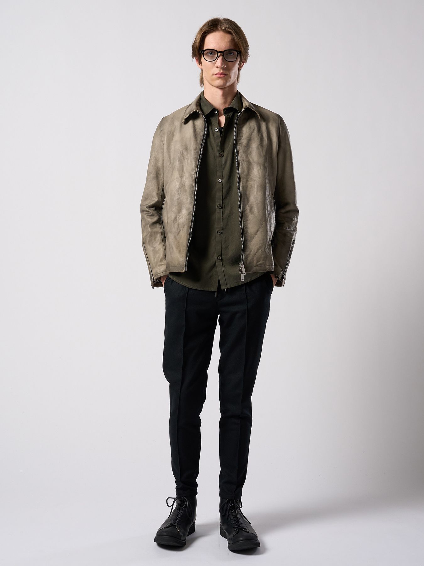 【予約品 4月19日(日) 18時締切】leather single riders / レザーシングルライダース / ダストベージュ