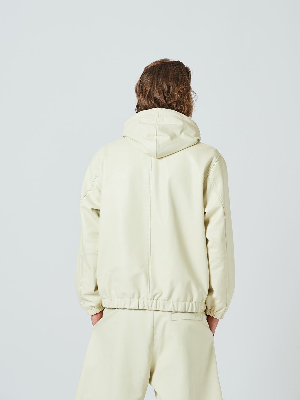 (予約品2023年10月19日18時締め) Leather Hooded Jakcet / レザーフードジャケット / ホワイト