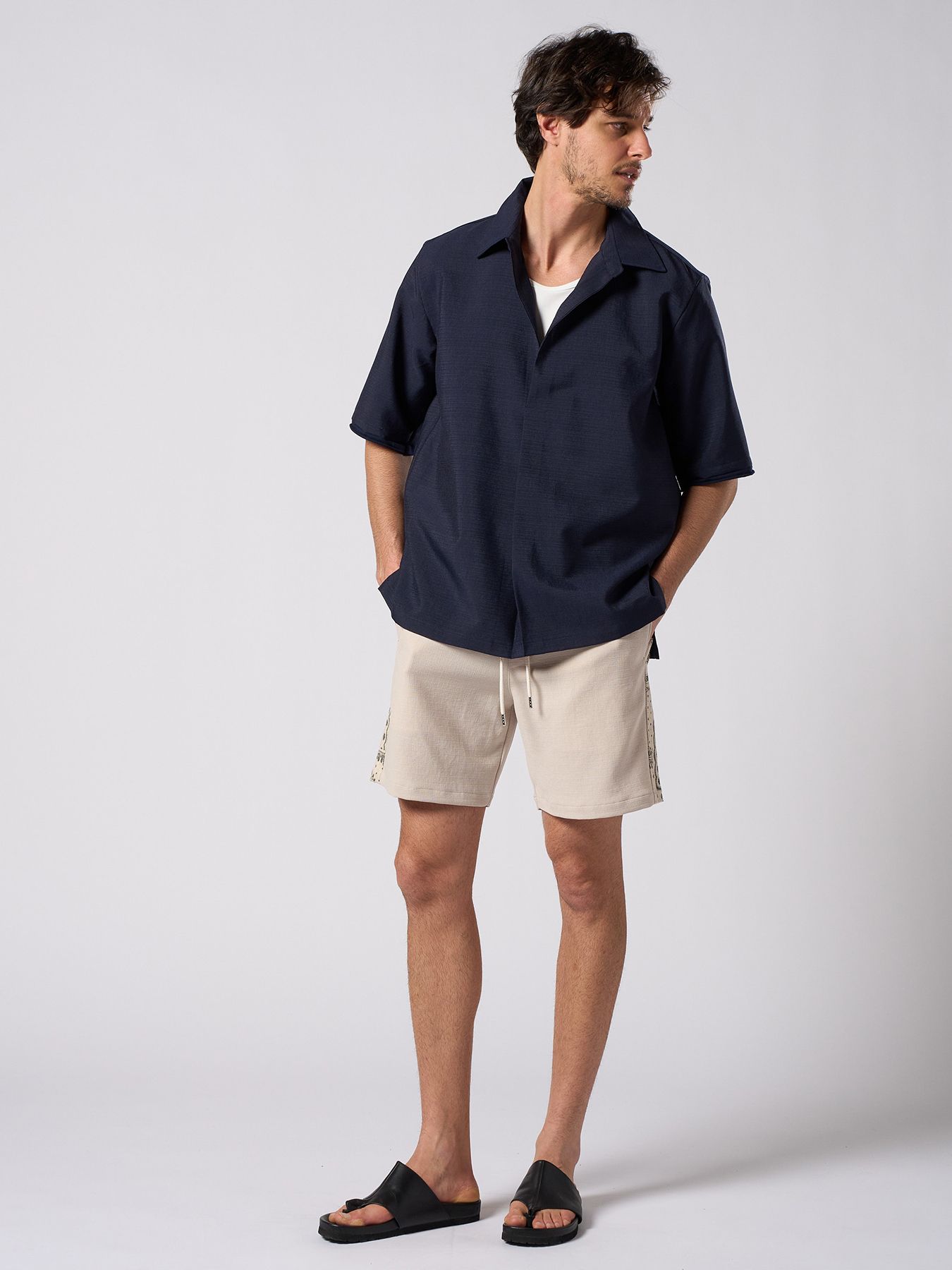 【予約品 1月25日(日) 締切】bandana print panel shorts / バンダナプリントパネル ショーツ / ベージュ