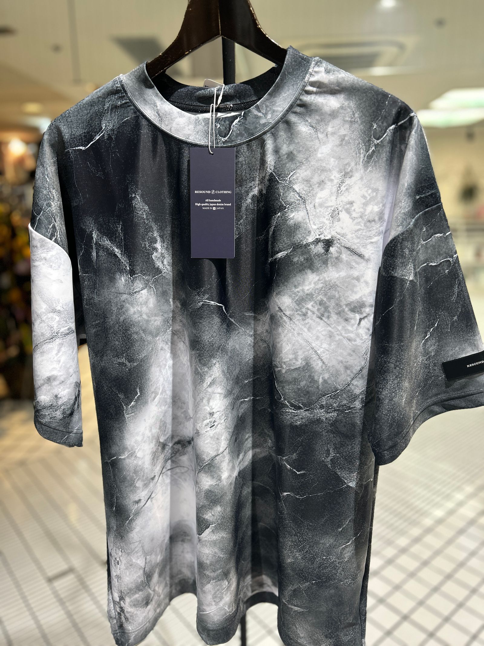 MARBLE RASH OVER T / ラッシュガード マーブルオーバーサイズTシャツ / ブラック