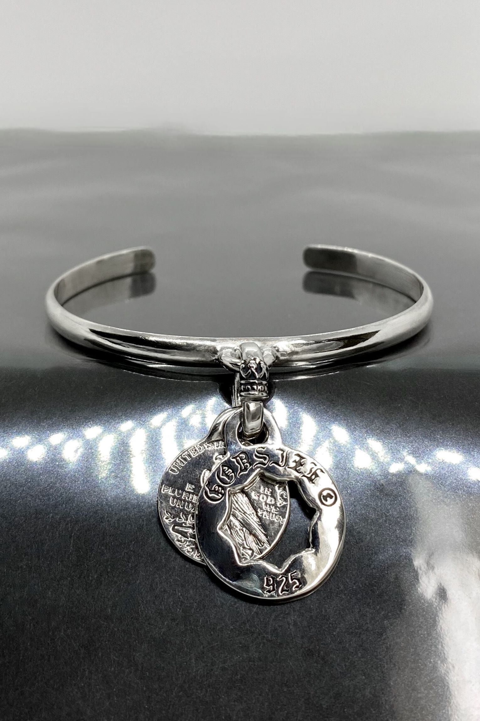 《受注生産》 BANGLE BRACELET [CUT OUT FLOWER with COIN] LOGO バングル 【GOD SIZE】 注文から3～4週間後入荷予定