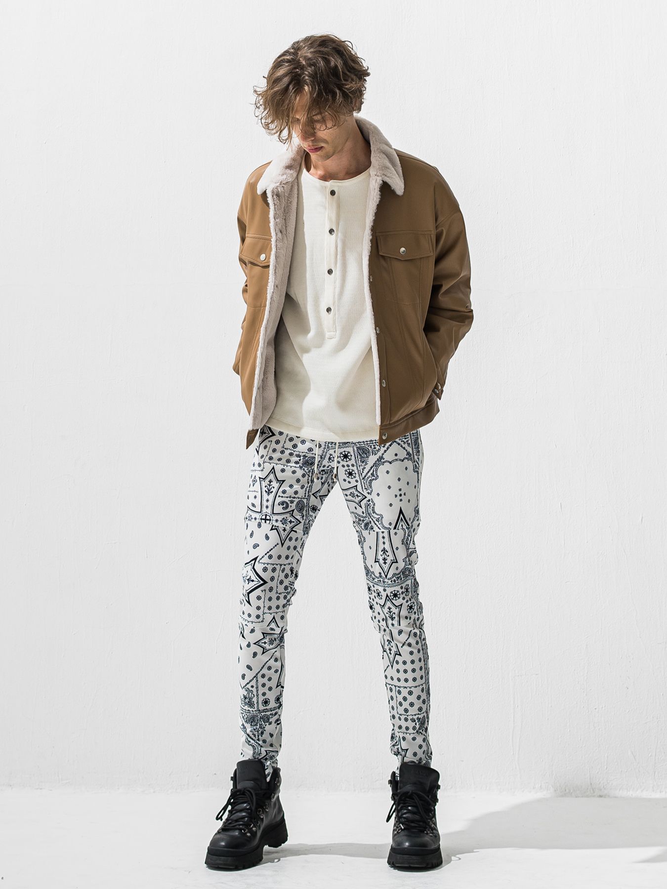 【予約品 9月6日(日) 締切】LEATHER FUR OVER G / レザー ファー オーバー Gジャン / ベージュ