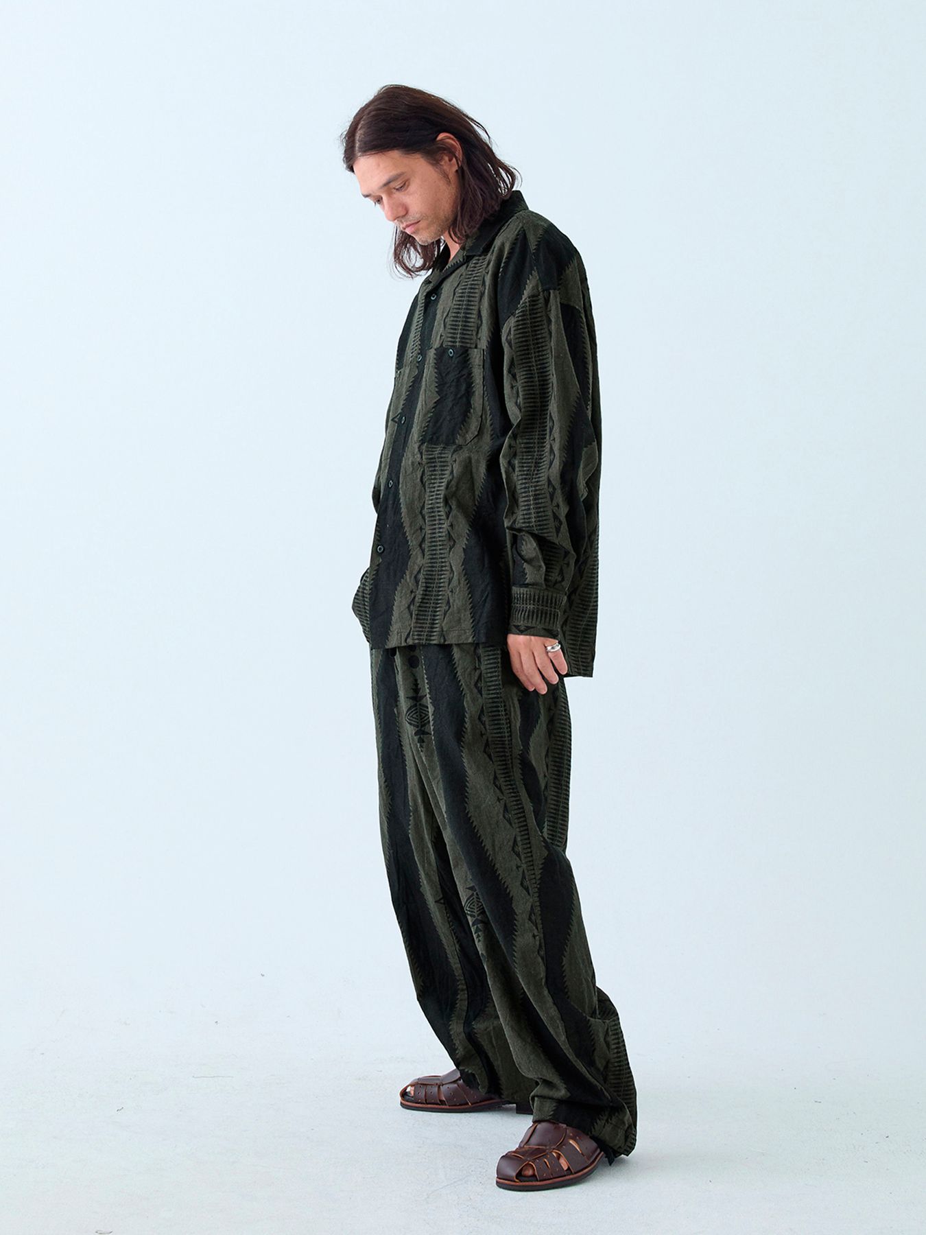 【予約品 6月2日(月) AM10時 締切】FOLKESTRIPE TROUSERS / イージートラウザーズ / チャコール×ブラック