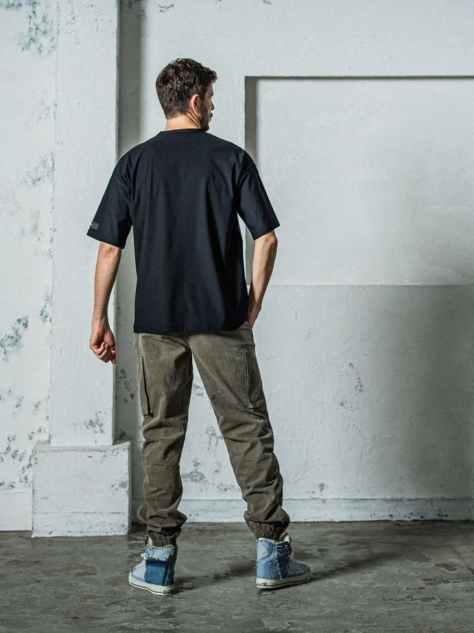《予約11月17日19時締め》 leather pocket overnylon T / Tシャツ / ブラック