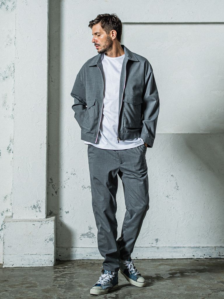 PAT WIDE EASY PANTS / ウオッシャブルトロピカルウール イージーパンツ / ライトグレー