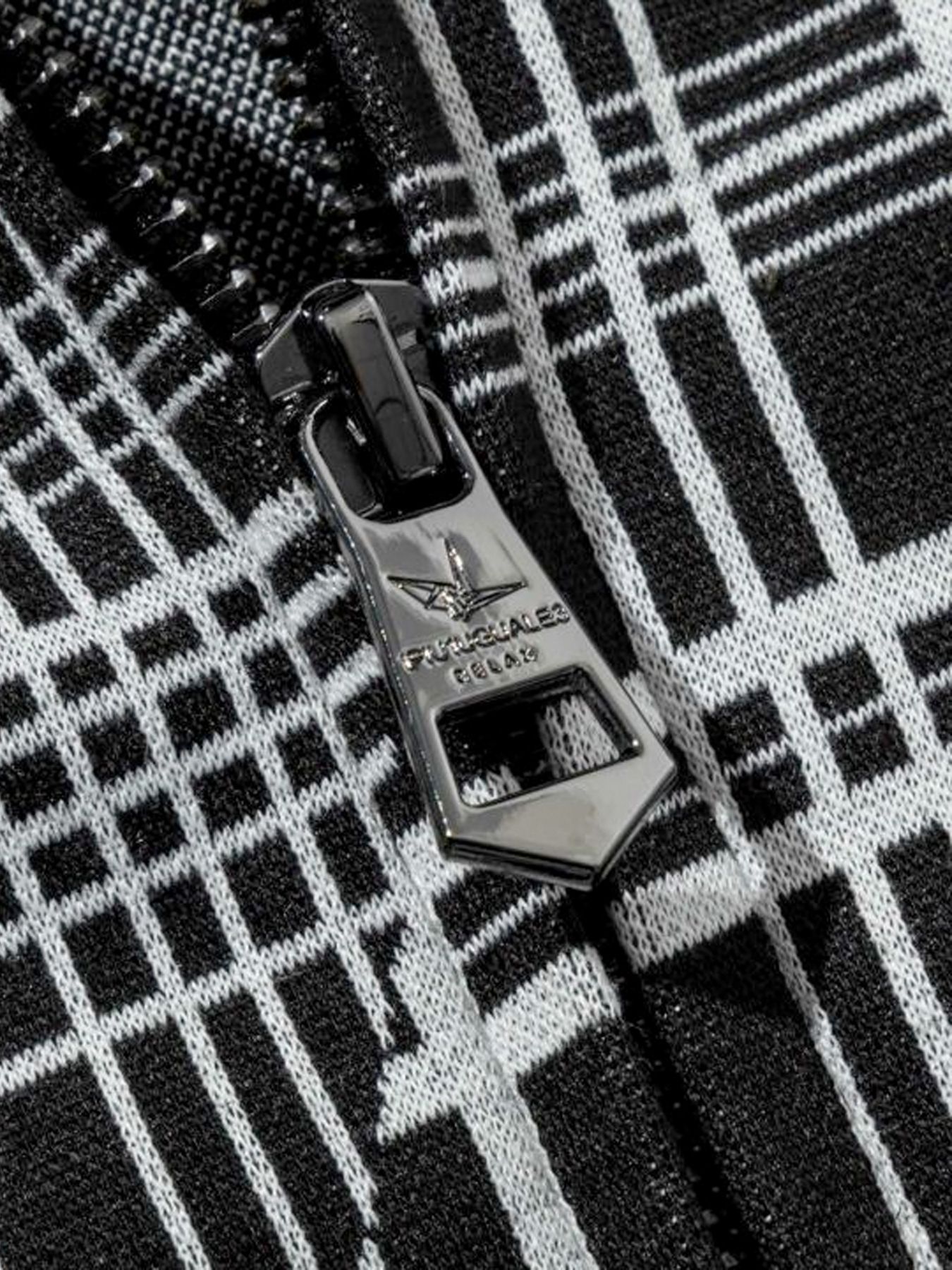 ジオメトリックジップアップパーカー / ブラック