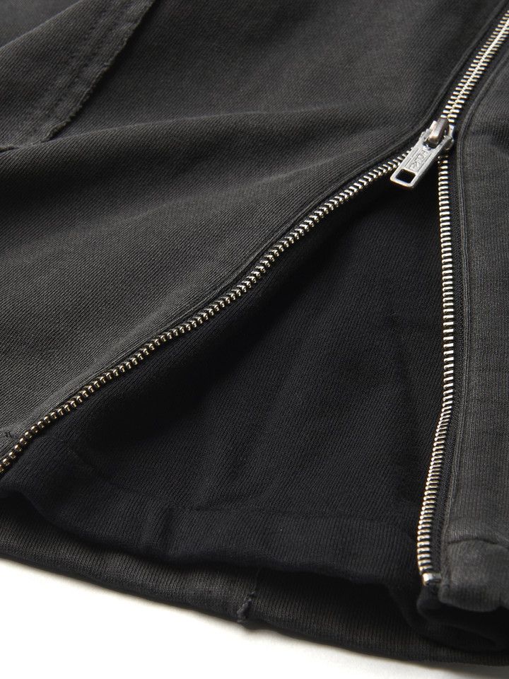 サイドZIPワイドイージーフレアPANTSブリーチ加工グレー