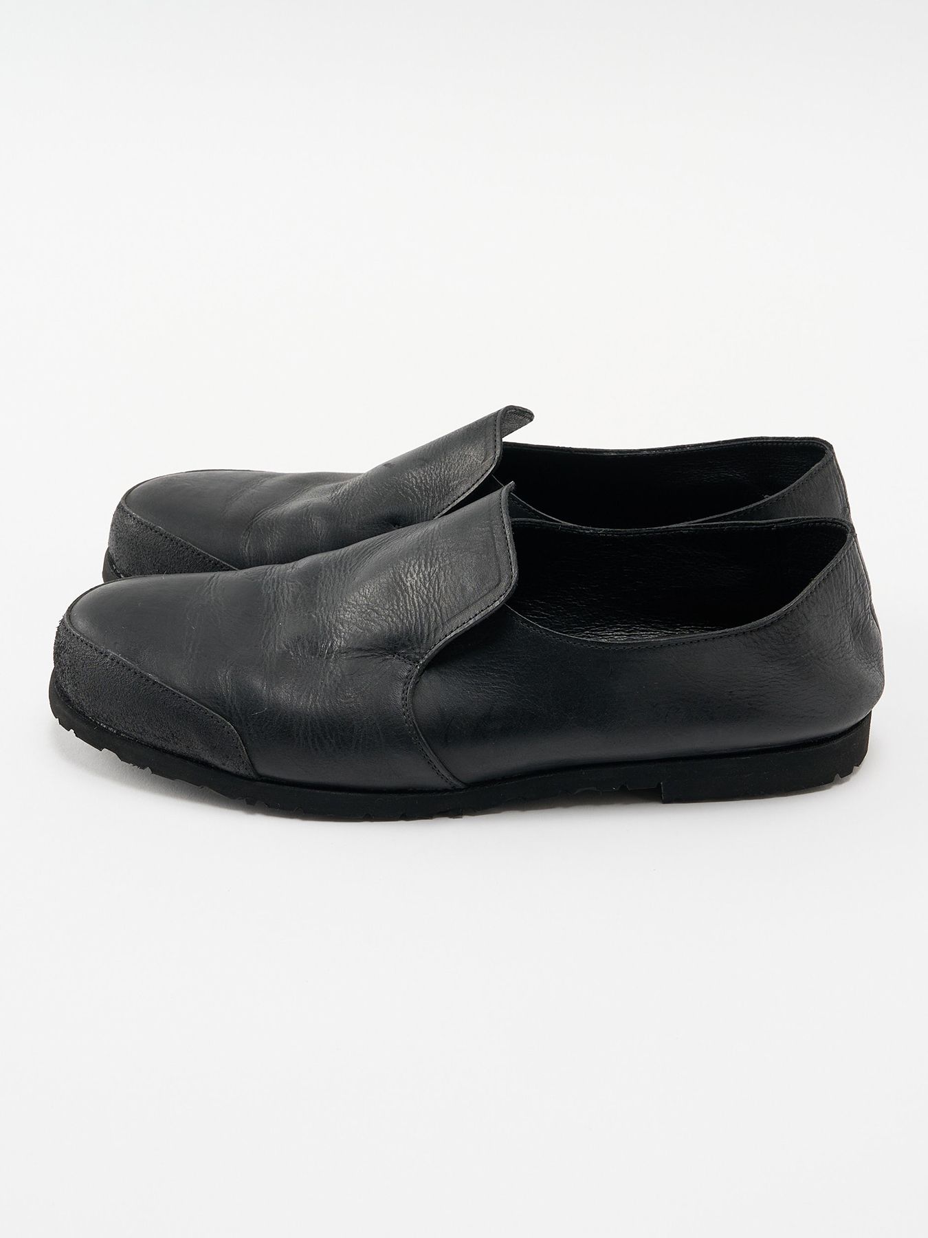【予約品 4月19日(日) 18時締切】combination slip-on shoes / カーフレザー コンビネーション スリッポン シューズ / ブラック
