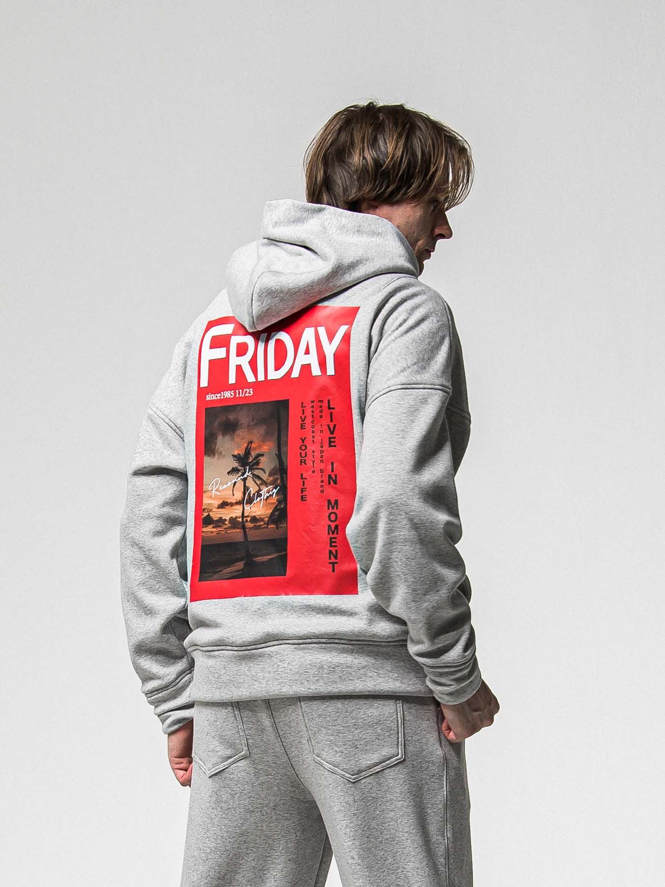 【予約品 8月31日(日) 締切】FRIDAY OLD COVER VEROURS FLEECE HOODIE / FRIDAYコラボ オールドカバー ベロアフリース フーディ / グレー