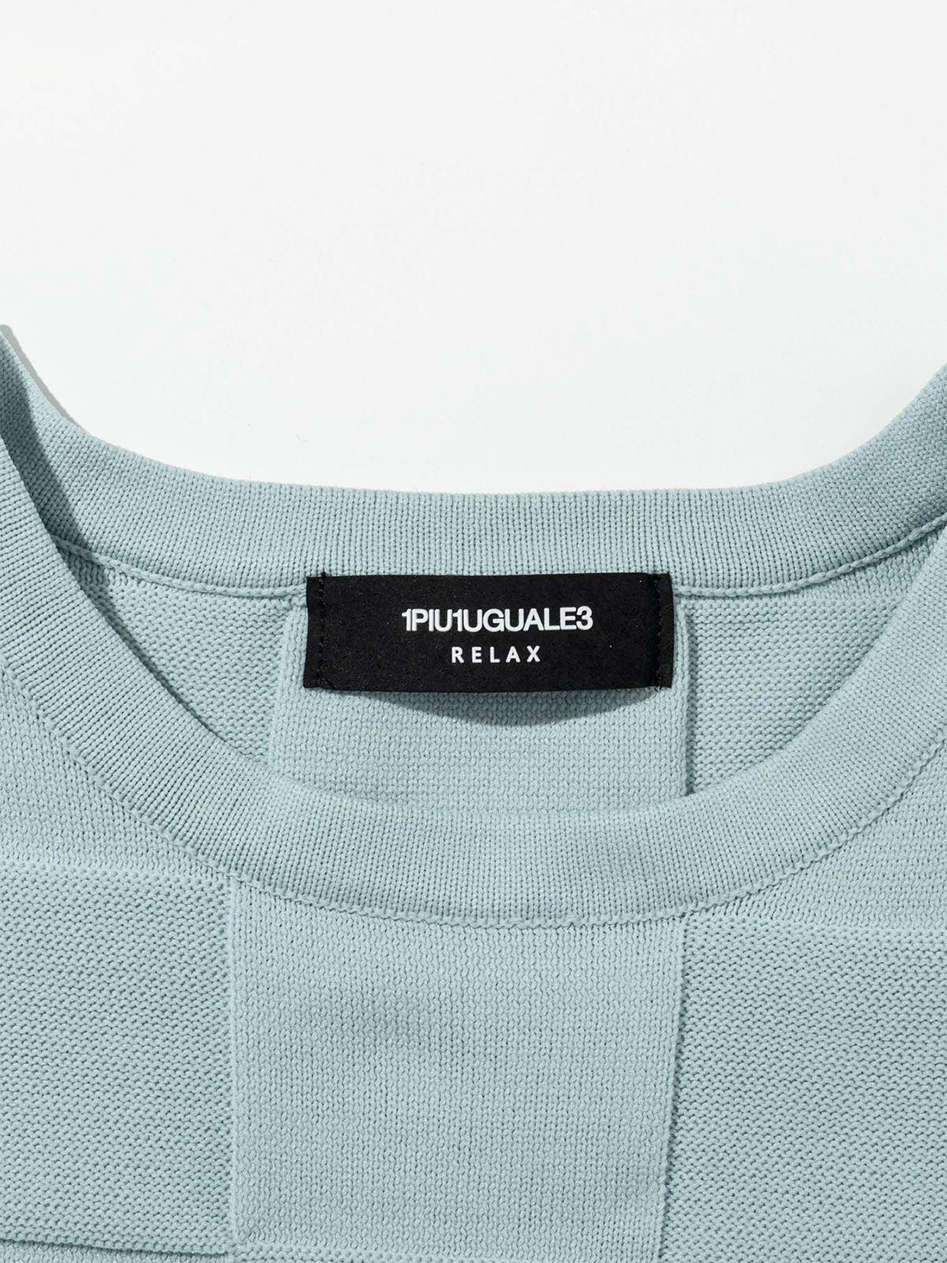 ブロックニット半袖Tシャツ / ホワイト