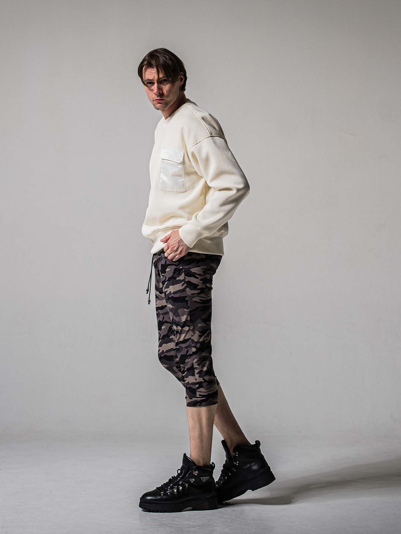 【予約品 11月16日(日) 締切】RE CROPPED PT / ナイロン イージークロップドパンツ / カモブラック