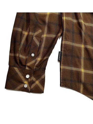 OMBRE CHECK SHIRT  刺繍入りブラウン / roarguns