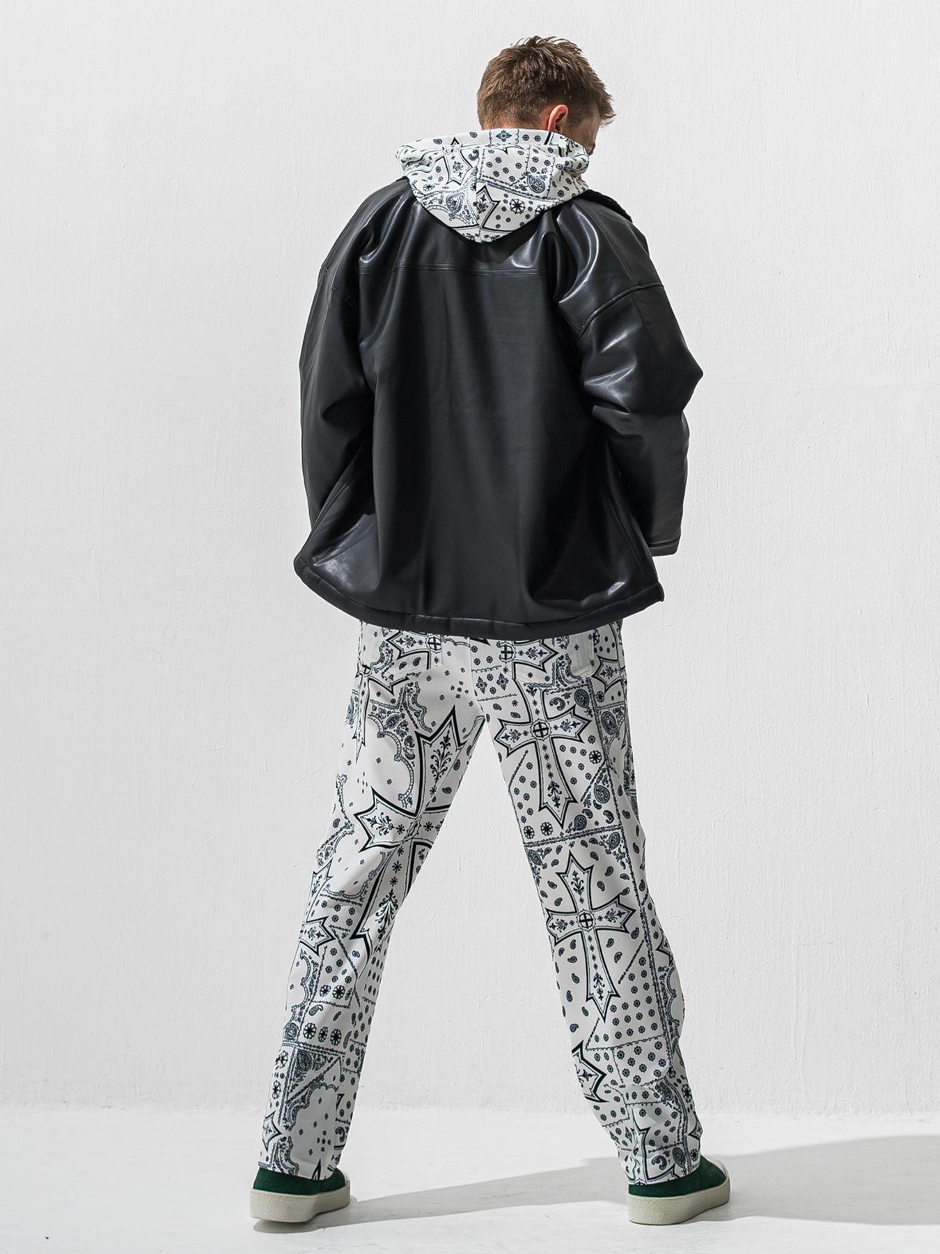 【予約品 9月6日(日) 締切】LEATHER FUR COVERALL / レザー ファー カバーオール / ブラック