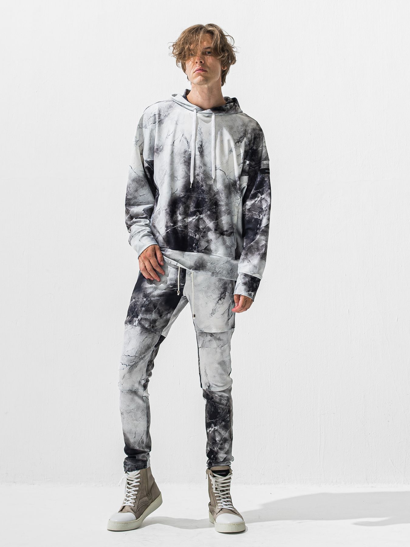 【予約品 9月6日(日) 締切】OVER HOODIE / トリコット オーバーパーカー / マーブルホワイト