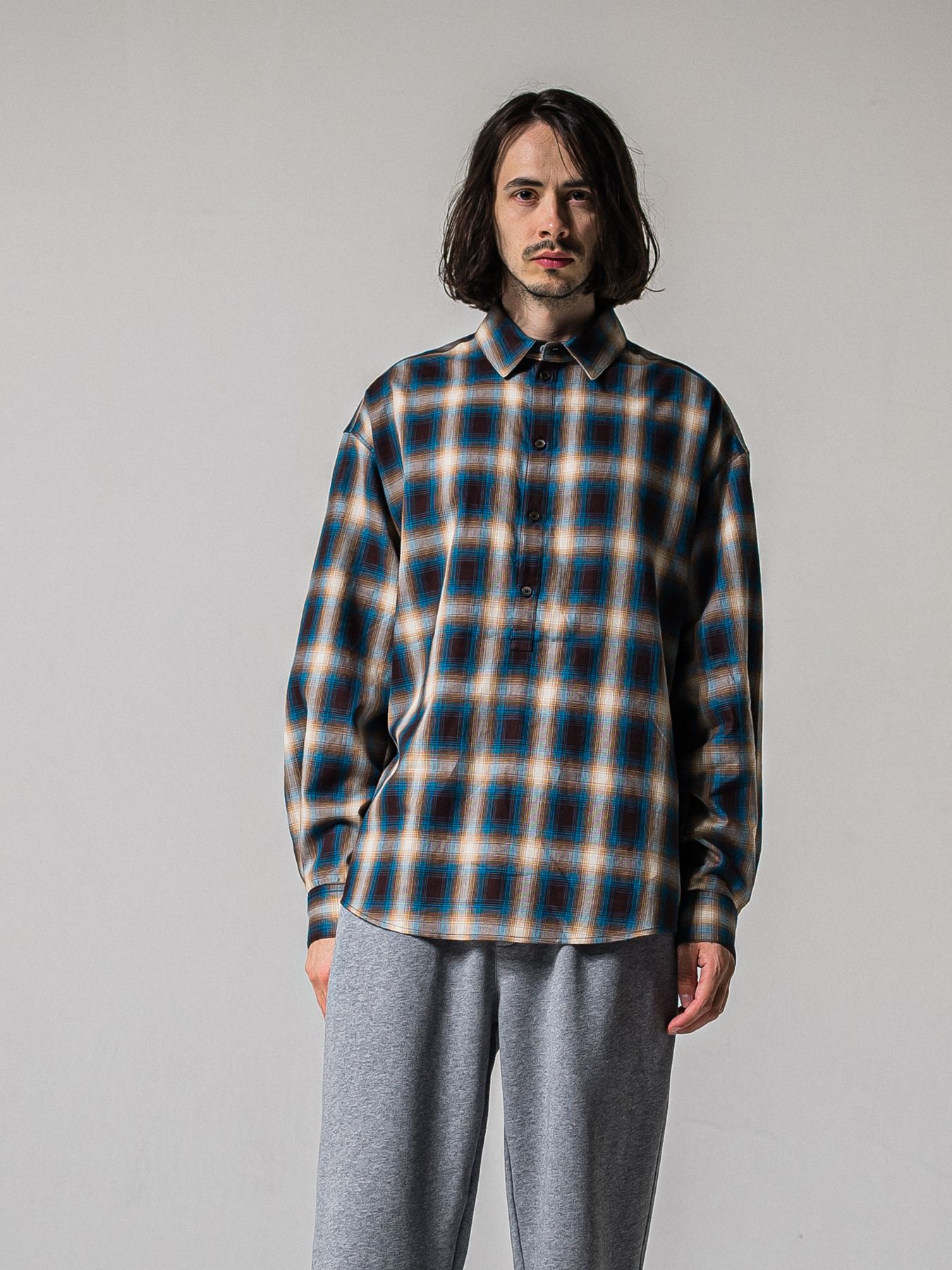 【予約品 11月16日(日) 締切】PULL JACK SHIRTS / プルオーバー ジャックシャツ / ブルーブラウン