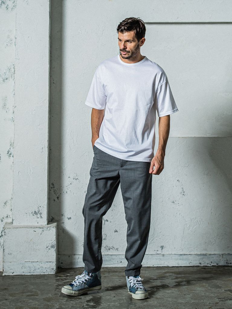 PAT WIDE EASY PANTS / ウオッシャブルトロピカルウール イージーパンツ / ライトグレー