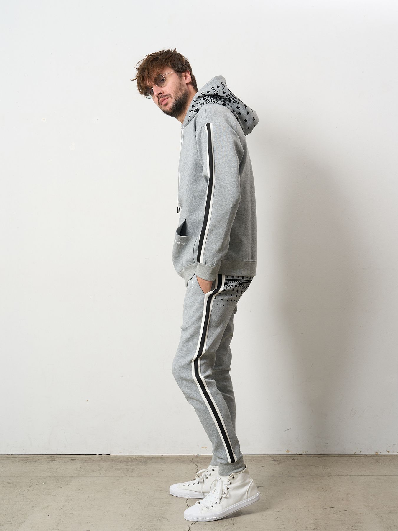【予約品 5月8日(木) AM10時 締切】 T-Rストレッチポンチ スターノルディックフロッキー ラインリブパンツ / M.グレー