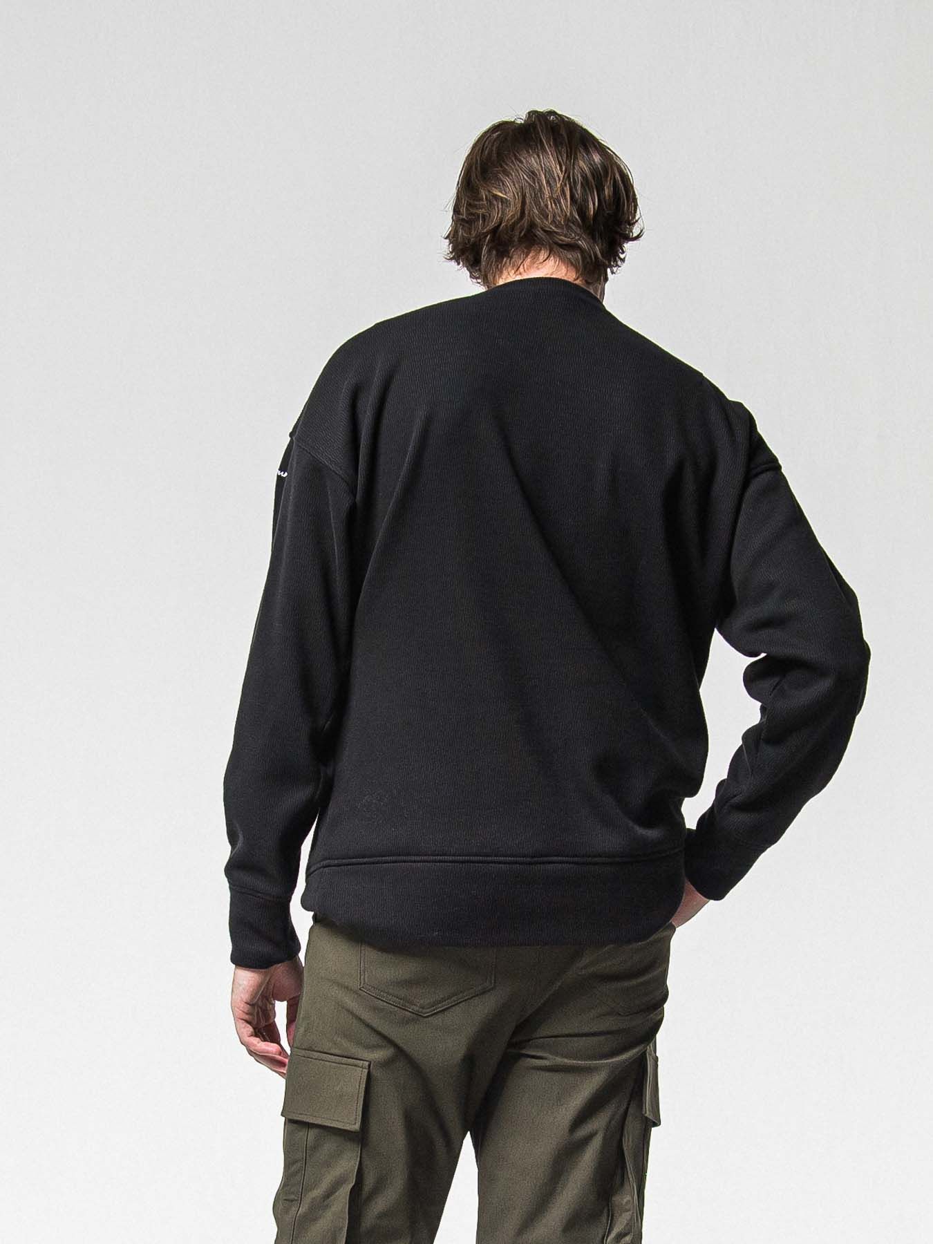 【予約品 8月31日(日) 締切】VELOURS FLEECE THERMAL LOOSE TRAINER / ベロアフリース サーマル ルーズトレーナー / ブラック