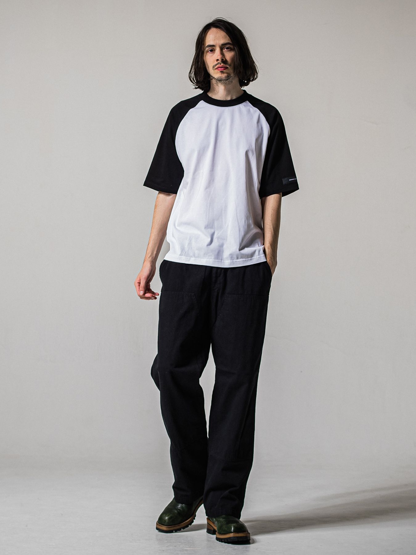 BACK RC RAGLAN OVER TEE / バックロゴ ラグランスリーブ オーバーTシャツ / ホワイト×ブラック