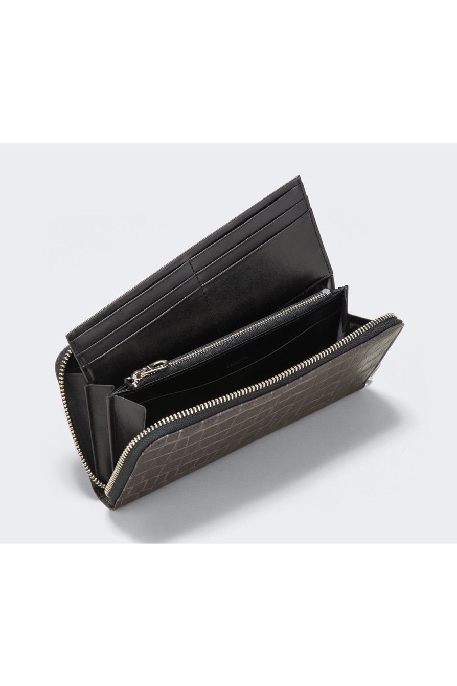 ラウンドL 長財布 Tint Embossing Leather / Pale Black 【aniary】