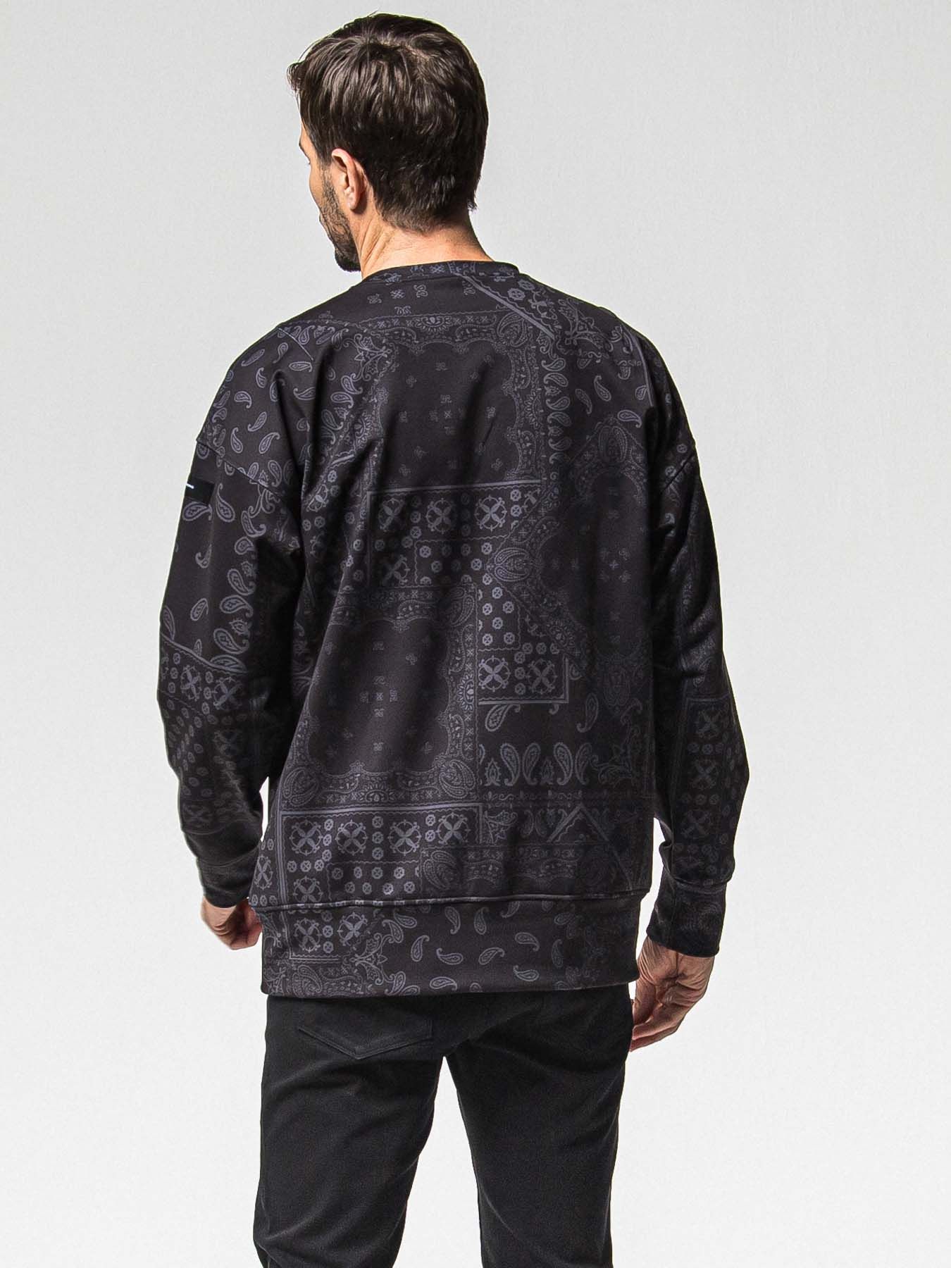 【予約品 8月31日(日) 締切】PAISLEY BACK FLEECE DROP TRAINER / ペイズリー バックフリース ドロップショルダートレーナー / ブラック