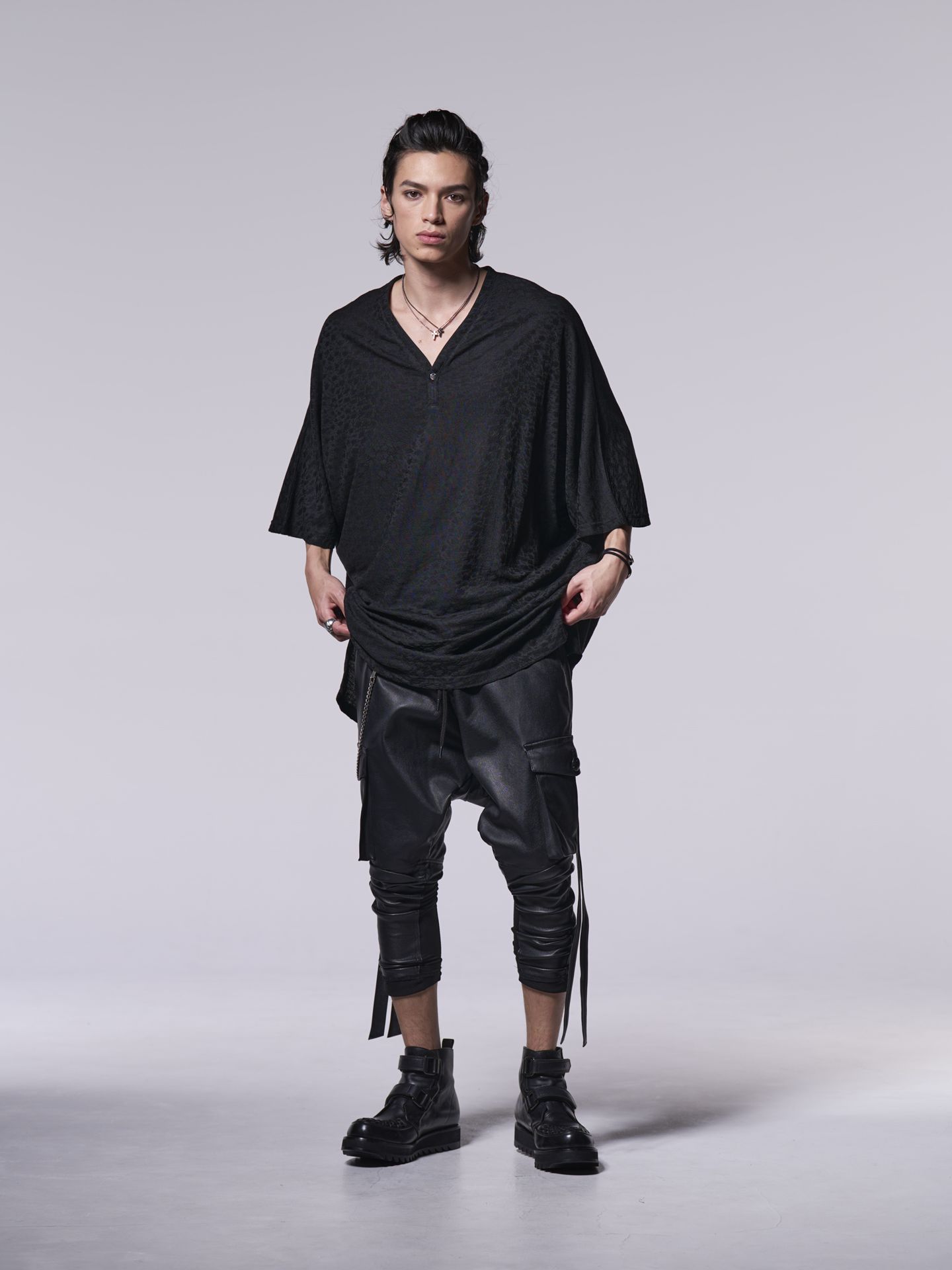 《予約品》 Dolman Henry Neck T-Shirt / ドルマンヘンリーネックT / ブラック