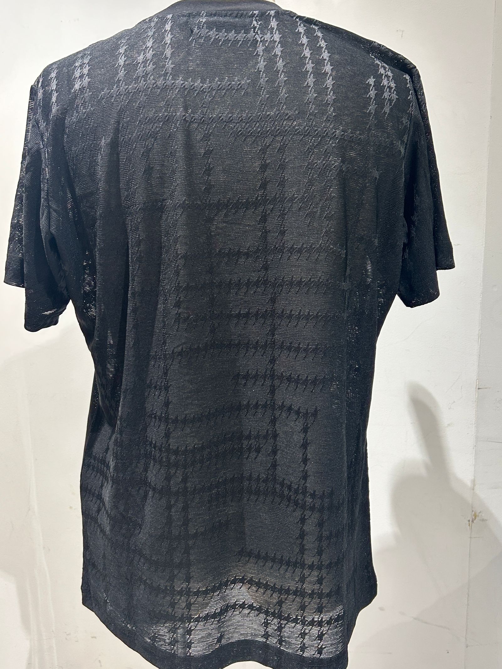 RANDOM HOUNDSTOOTH JACQUARD T-SHIRT / ブラック