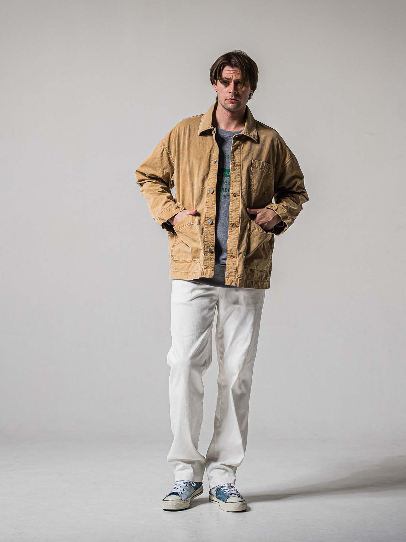 【予約品 11月16日(日) 締切】DENIM JERSEY WIDE PT / デニムジャージ セミワイドシルエット ワンタックイージーパンツ / ホワイト