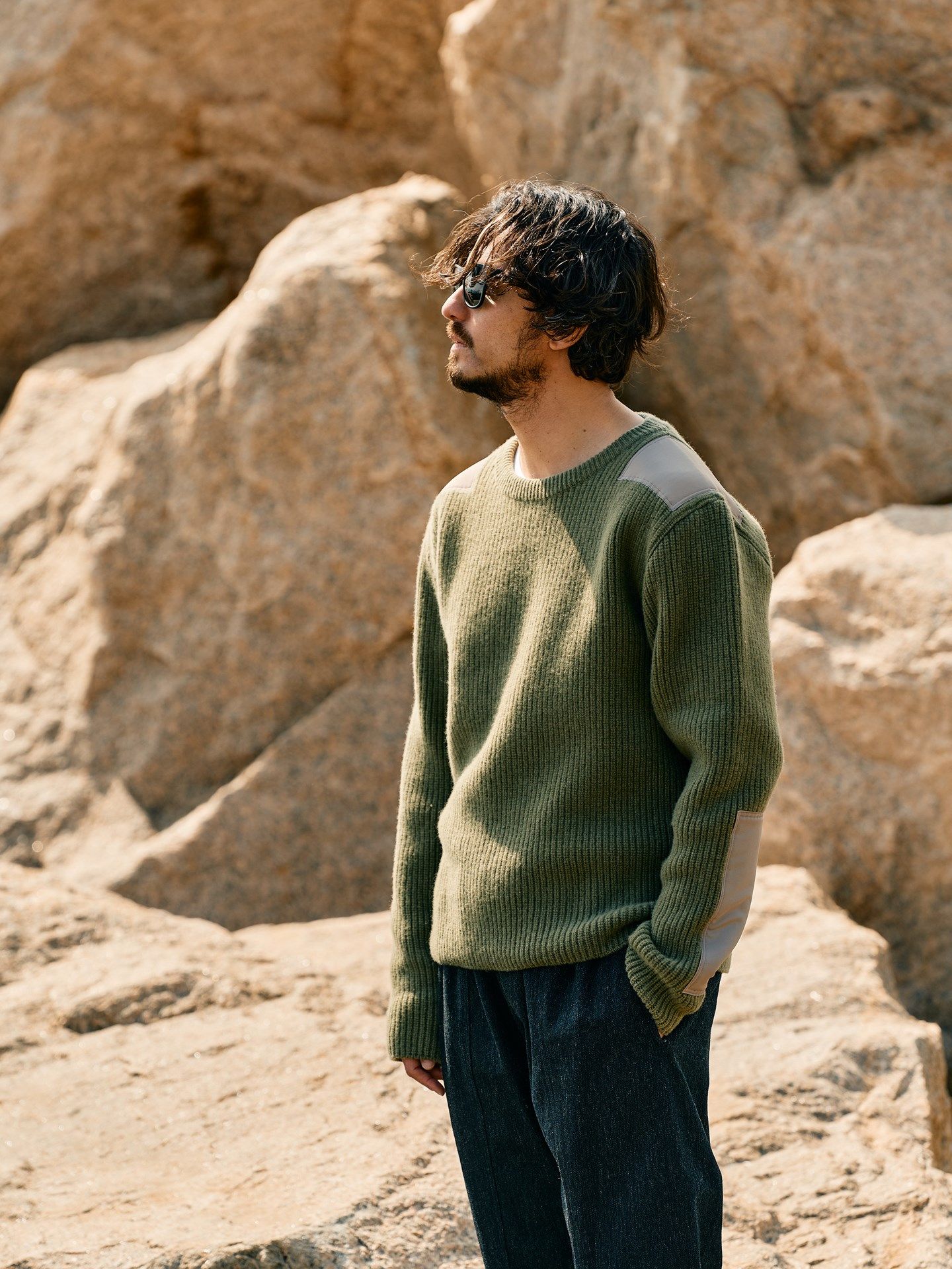 【予約品】 plating cable knit turtle / ニット / カーキ