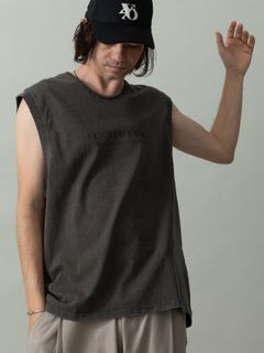 【予約品 2月1日(日) 締切】CREWNOT bleed / ロゴプリント ノースリーブ / ダークブラウン