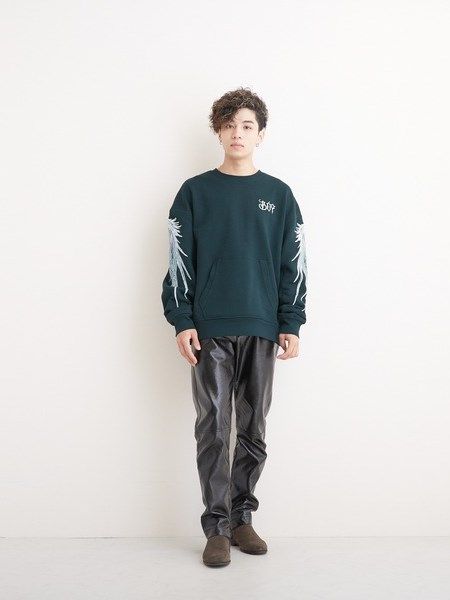 WING SLEEVE CREW NECK SWEAT / GREEN 【BOY LONDON】