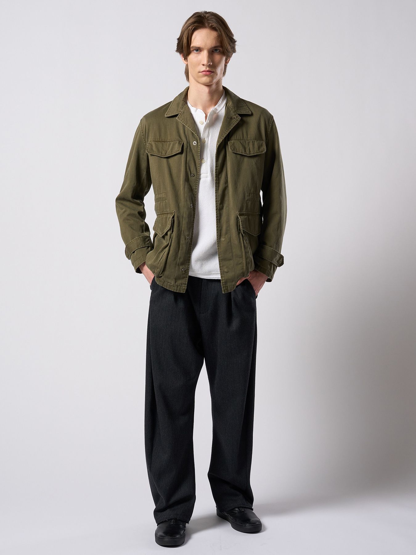 【予約品 4月19日(日) 18時締切】waffle henley L/S / ワッフル ヘンリーネック ロングスリーブ / ホワイト