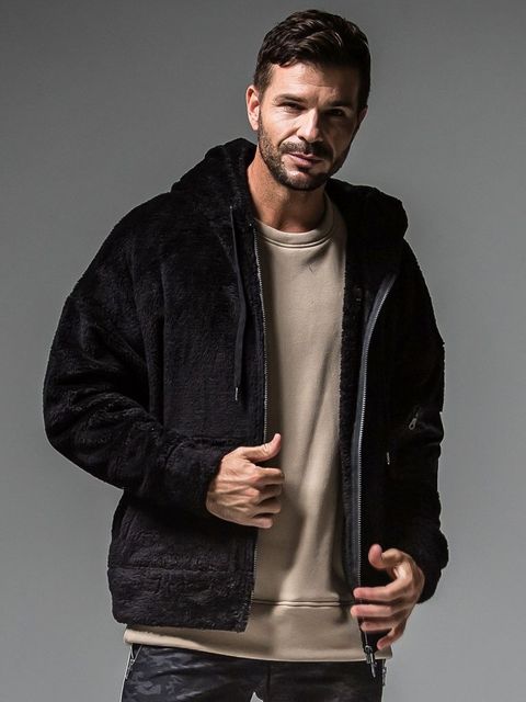 boa zip loose hoodie / ボアフリース / ブラック 【RESOUND CLOTHING】 RC30-C-008