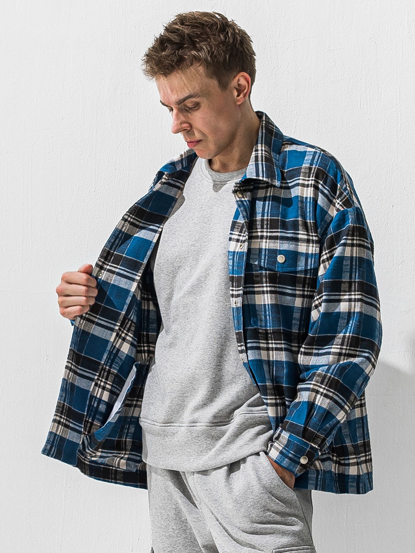 【予約品 9月6日(日) 締切】OLD SLUB CHECK JK / ヴィンテージ ネルジャケット / ブルー