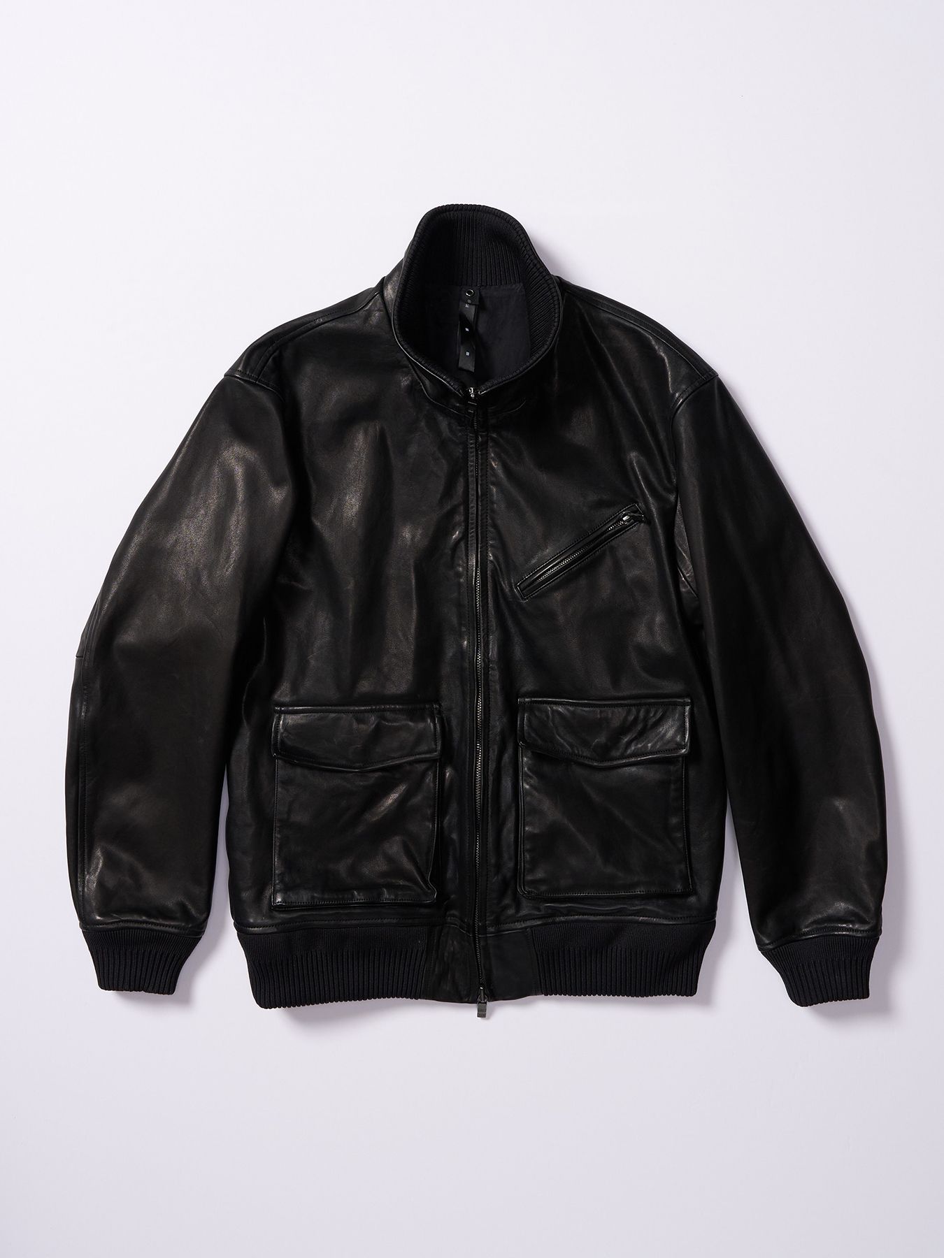 【予約品 4月19日(日) 18時締切】leather rib jersey type A-2 / A-2タイプ レザーリブジャージー / ブラック