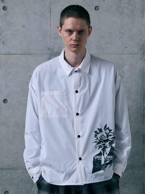 COLLISION SHIRT / プリント ワイドシルエットシャツ / WHITE