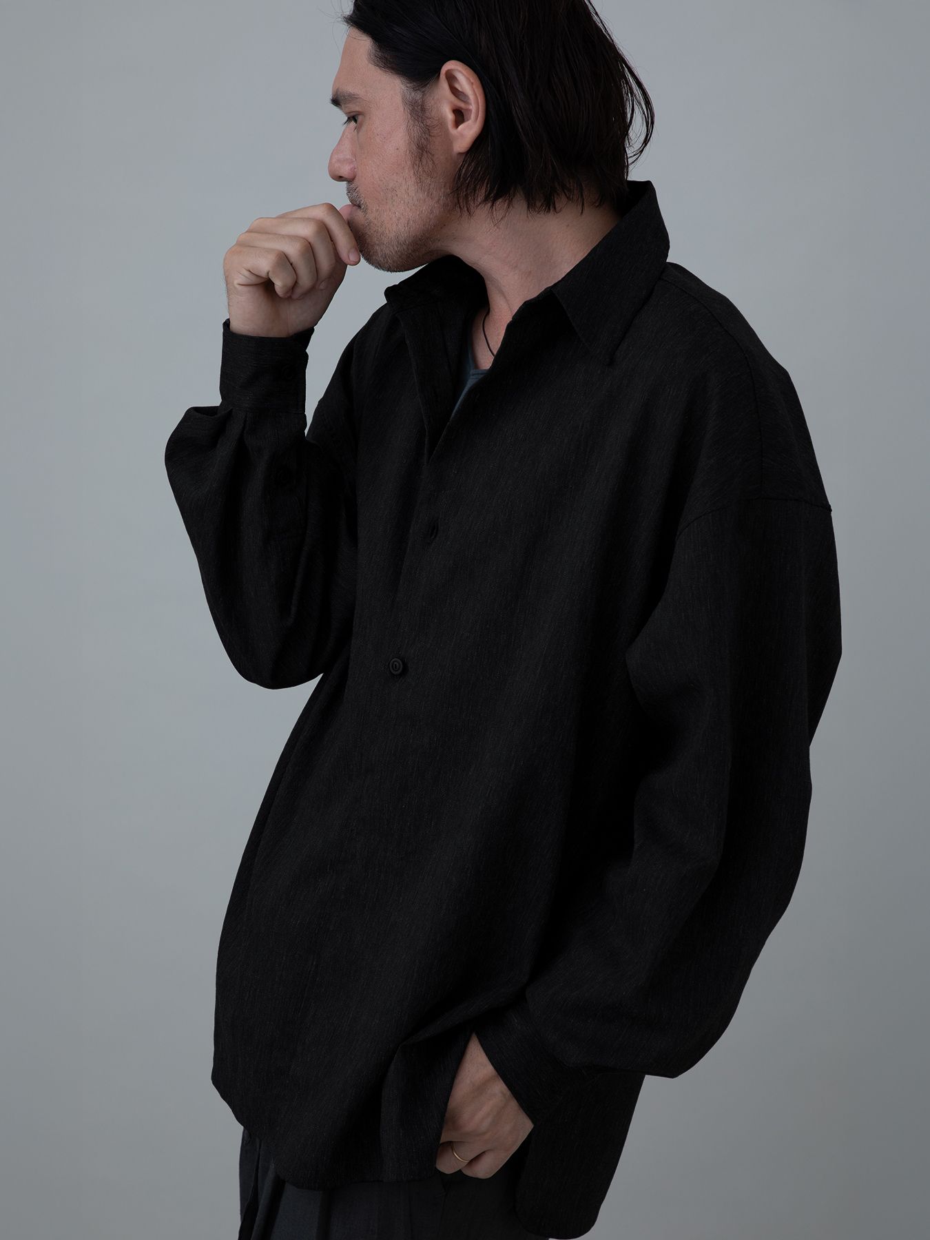 【予約品 11月23日(日) 締切】MINIMALPULLOVER / プルオーバーシャツ / BLACK