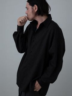 【予約品 11月23日(日) 締切】MINIMALPULLOVER / プルオーバーシャツ / BLACK